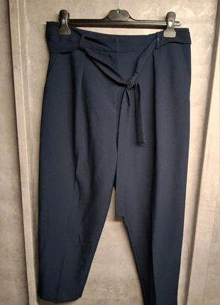 Topshop Navy Blue Slim Leg Trousers with Belt – Size 14, brand: Topshop, condition: Very good, size: XL / 14, £5.00, £5.95 includes Buyer Protection Pro