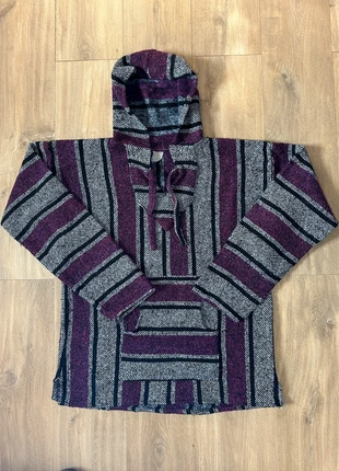 Large Grey Purple Black Baja Hoodie – Festival Boho Style with Pocket & Side Detail, brand: baja, condition: Very good, size: L, £14.97, £16.42 includes Buyer Protection