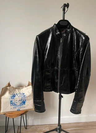 Veste blouson noire cuir corset Jean Paul Gaultier, merk: Jean Paul Gaultier, staat: Goed, maat: M / 38 / 10, € 145,00, € 152,95 inclusief Kopersbescherming