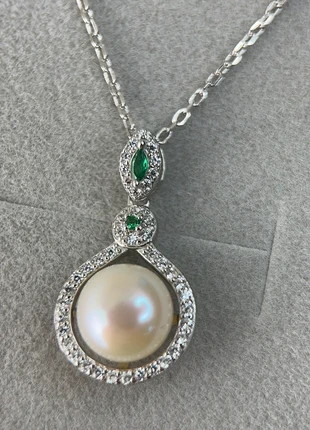 Collier en argent avec perle véritable et zircone - qualité premium, élégant et unique, marca: vibo, estado: Muy bueno, 19,90 €, 21,60 € Protección al comprador incluida