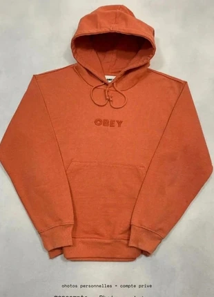 Sweat Obey Orange Broderie coupe large Hoodie Loose Taille Xs #643, merk: Obey, staat: Heel goed, maat: XS, € 49,00, € 52,15 inclusief Kopersbescherming