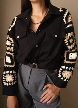Veste Denim en crochet fait main oversize - 100% Coton - Piece unique, merk: orlinn, staat: Heel goed, maat: Universele maat, € 79,99, € 84,69 inclusief Kopersbescherming Pro