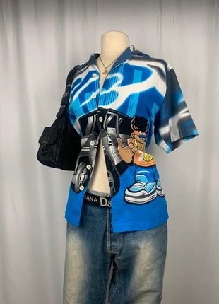 Vintage y2k oversize graphic hiphop skater streetwear shirt, merk: Vintage Dressing, staat: Heel goed, maat: L / 40 / 12, € 16,90, € 18,45 inclusief Kopersbescherming