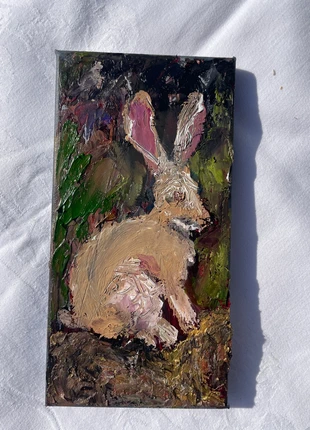 Hare. Small oil painting on canvas 10cm x 20cm, brand: Art, condition: New without tags, £20.00, £21.70 includes Buyer Protection