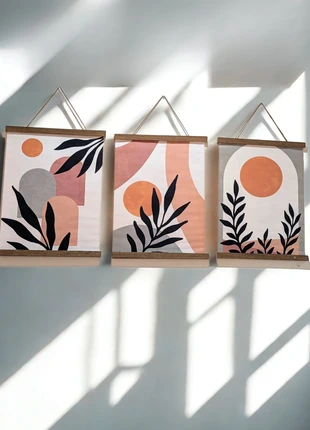 3pcs Neutral terracotta abstract leaf unframed canvas wall art prints, brand: Art, condition: New with tags, £12.00, £13.30 includes Buyer Protection