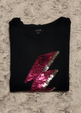 T-shirt manche longue fille éclair à paillette, Prix négocié si plusieurs articles sont pris., merk: Kiabi, staat: Heel goed, maat: 8 jaar / 128 cm, € 3,00, € 3,85 inclusief Kopersbescherming