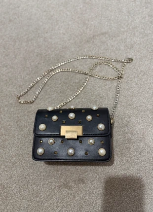 Topshop Black Pearl & Gold Stud Crossbody Bag, brand: Topshop, condition: Satisfactory, £10.00, £11.20 includes Buyer Protection