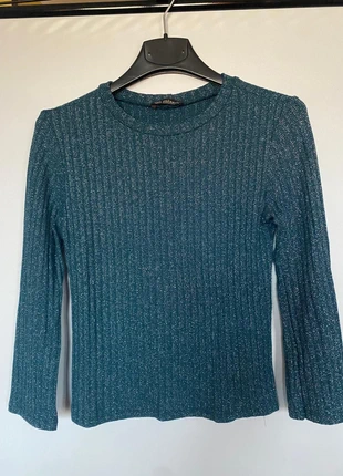 Maglia maniche lunghe costine blu petrolio brillantinata, brand: Mixerí, condizioni: Ottime, taglia: S / IT 40 / EU 36, €7.00, €8.05 include la Protezione acquisti