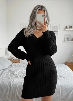 Élégante robe pull noire maille torsadée col V, brand: OmbreTissée, condition: Very good, size: M / 38 / 10, €46.99, €50.04 includes Buyer Protection