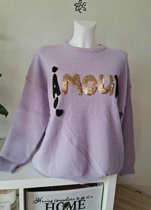 Sublime pull hiver lilas neuf bien chaud 💜 Amour broderies&sequins taille 38/44, marca: Boutique Italiana, estado: Muy bueno, tamaño: Talla única, 13,90 €, 15,30 € Protección al comprador incluida
