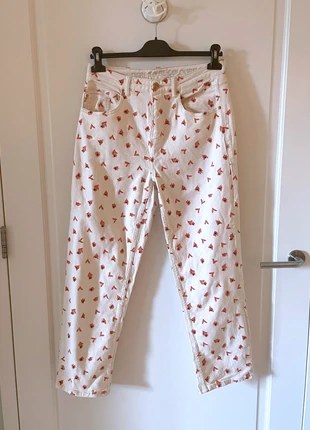 POM amsterdam M 38 pants fleur flor fiori flower bloem designer merk merkkleding jeans, merk: POM Amsterdam, staat: Heel goed, maat: M / 38 / 10, € 35,00, € 37,45 inclusief Kopersbescherming