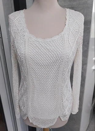 Superbe haut blanc effet crochet Jacqueline RIU - Taille 40/42, merk: Jacqueline Riu, staat: Heel goed, maat: XL / 42 / 14, € 14,90, € 16,35 inclusief Kopersbescherming