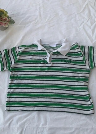 Polo donna Vogue in spugna a righe verdi e bianche, brand: Vogue, condizioni: Ottime, taglia: M / IT 42 / EU 38, €32.00, €34.30 include la Protezione acquisti