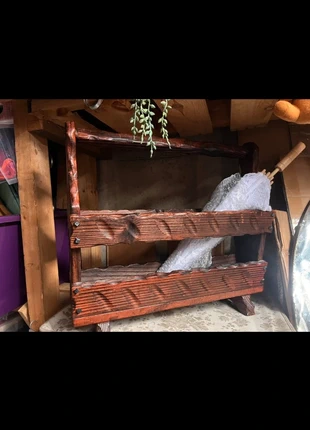 Vintage Hand Carved Dark Brown Solid Wood Magazine Rack with Wrought Iron Nails, brand: Reclaimed Vintage, condition: Good, £10.00, £11.20 includes Buyer Protection