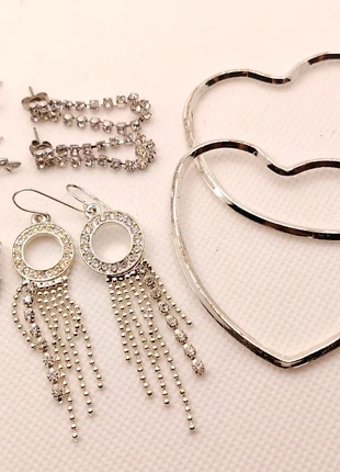 Silver tone drop dangle earrings for pierced ears job lot bundle, brand: NO LABEL, condition: Good, £2.00, £2.80 includes Buyer Protection Pro