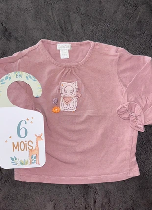 T-shirt rose chat manche longue Obaibi / 6 mois / Très bon état, brand: Obaïbi, condition: Very good, size: 6-9 months / 68 cm, €2.00, €2.80 includes Buyer Protection
