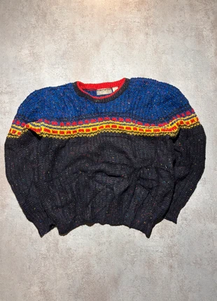 Pull-over d’hiver en laine vintage 80’ | Taille M | Couleur Noir/Bleu, marque: Vintage, état: Très bon état, taille: M, 15,00 €, 16,45 € Protection acheteurs incluse