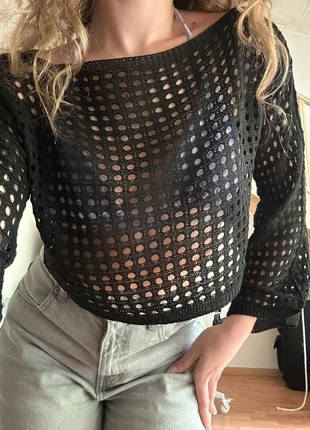 Top crochet noir ajouré – sexy chic & tendance – taille M (38), zustand: Neu, größe: M / 38 / 10, 14,50 €, 15,93 € inklusive Vinted-Käuferschutz