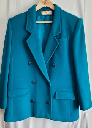 Vintage Cache D’Or Wool Cashmere Teal Double Breasted Blazer UK 14 42 XL, brand: Vintage Dressing, condition: Very good, size: XL / 42 / 14, €24.95, €26.90 includes Buyer Protection