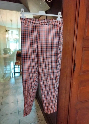 Pantalon droit rose à carreaux style vintage L/40 y2k pink plaid print pants alt, staat: Heel goed, maat: L / 40 / 12, € 12,00, € 13,30 inclusief Kopersbescherming