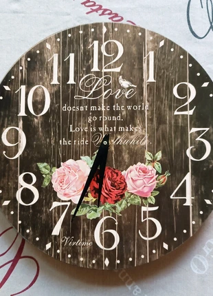 Orologio da parete stile shabby chic con rose e frase romantica, marke: virtime, zustand: Sehr gut, 5,00 €, 5,95 € inklusive Vinted-Käuferschutz