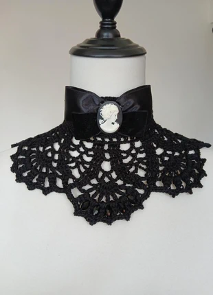 Gotische lolita retro victoriaanse kraag cameo strikken velours maat S - L, merk: Emma B.Rose, staat: Nieuw met prijskaartje, € 29,00, € 31,15 inclusief Kopersbescherming