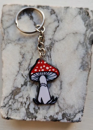 Acrylic Mushroom Toadstool Keyring, condition: New without tags, £1.00, £1.75 includes Buyer Protection