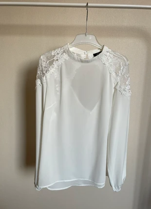 Blouse légère blanche dentelle dos nu transparente, marque: Unika, état: Neuf sans étiquette, taille: M / 38 / 10, 3,50 €, 4,38 € Protection acheteurs incluse