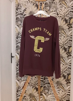 Sweat Celio Homme XXL Bordeaux & Jaune - Confort Sportswear Dynamique, marke: Celio, zustand: Sehr gut, größe: XXL / 44 / 16, 5,50 €, 6,48 € inklusive Vinted-Käuferschutz