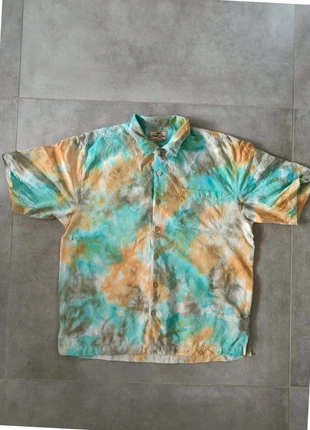 Chemise à manches courtes d'été hawaïenne vintage à motifs taille L bleu jaune, brand: Vintage Dressing, condition: Very good, size: L, €8.10, €9.21 includes Buyer Protection Pro