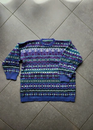 Pull jacquard vintage, marque: Cousu Main, état: Très bon état, taille: M / 38 / 10, 8,00 €, 9,10 € Protection acheteurs incluse