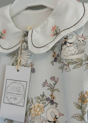 Pyjama haut de gamme – bleu très clair – motif cygnes & fleurs 12 mois, brand: vintage today’s, condizioni: Nuovo con cartellino, taglia: 9-12 mesi / 74 cm, €16.50, €18.03 include la Protezione acquisti Pro