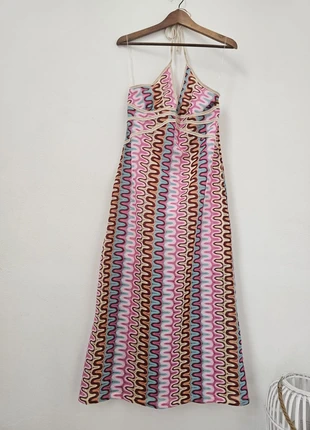 Kleurrijke gehaakte halterjurk – Mia Moda – one size, marca: Mia moda, estado: Novo com etiquetas, tamanho: M / 38 / 10, €19.00, €20.65 inclui Proteção do Comprador