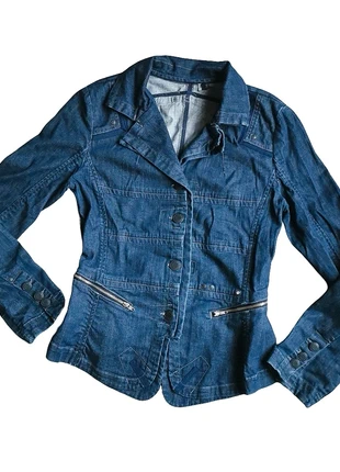 Veste en jean vintage bleu foncé y2k grunge goth style detail froncé dos, brand: Vintage Denim, condition: Very good, size: M / 38 / 10, €17.00, €18.55 includes Buyer Protection