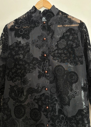 Camicia trasparente con disegni in velluto, marque: Velluto, état: Neuf sans étiquette, taille: L / 40 / 12, 18,00 €, 19,60 € Protection acheteurs incluse