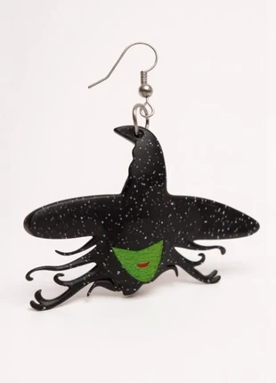 Boucles d'oreilles noires à paillettes en forme de sorcière avec accents grimaces vertes - E11-6, marca: LOOK, estado: Muito bom, €7.50, €8.58 inclui Proteção do Comprador