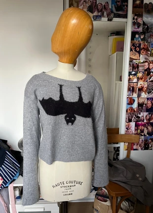 Pull gris chauve souris, merk: H&M, staat: Goed, maat: M / 38 / 10, € 3,00, € 3,85 inclusief Kopersbescherming