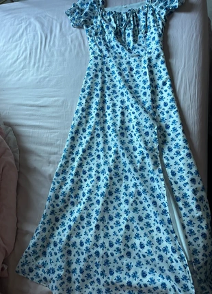 Robe longue fleurie bleue à manches bouffantes – Cider, merk: Cider, staat: Heel goed, maat: S / 36 / 8, € 5,00, € 5,95 inclusief Kopersbescherming