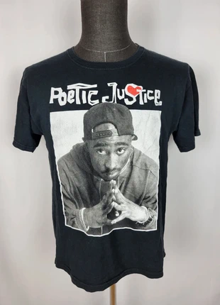 T-shirt graphique vintage noir Police Justice Tupac - 100% coton Taille L, merk: Vintage Dressing, staat: Heel goed, maat: L, € 15,90, € 17,40 inclusief Kopersbescherming Pro