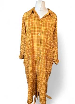Monki Mustard Check Midi Shirt Dress – Size M (UK 12/14) Pockets & 3/4 Sleeves, brand: Monki, condition: Good, size: L / 12, £4.00, £4.90 includes Buyer Protection Pro