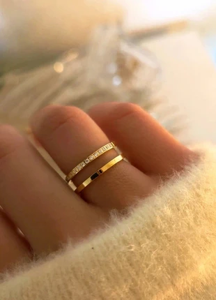 Bague minimaliste double rang doré acier inoxydable, brand: Bijouterie Paribell, condition: Very good, size: Adjustable, €15.50, €16.98 includes Buyer Protection Pro