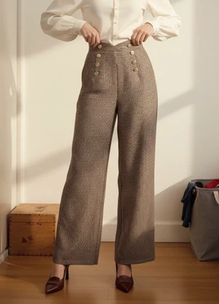 Pantalon droit à carreaux à boutons dorés – Taille S, marque: Eloryn, état: Très bon état, taille: S / 36 / 8, 39,90 €, 42,60 € Protection acheteurs incluse