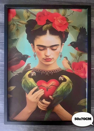 Affiche 50x70cm toile imprimée type Frida Kahlo, merk: Tendance, staat: Nieuw zonder prijskaartje, € 12,00, € 13,30 inclusief Kopersbescherming Pro