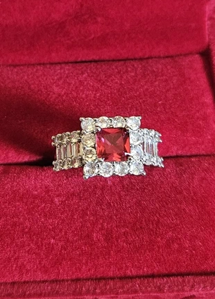 Elegant Silver Halo Ring with Red Gemstone – Size N, brand: Silver, condition: New without tags, size: 17.3 mm / N½, £5.99, £6.99 includes Buyer Protection