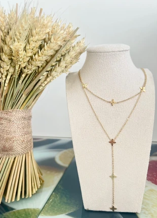 Collier Y double chaîne et trèfle, marque: Tendance, état: Très bon état, 15,00 €, 16,45 € Protection acheteurs (Pro) incluse