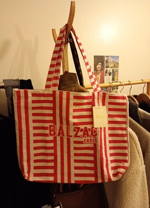 Balzac Paris 🤍 Cabas/tote-bag rayé rouge & blanc (éco-responsable, fabriqué en France), marke: Balzac Paris, zustand: Neu, mit Etikett, 19,99 €, 21,69 € inklusive Vinted-Käuferschutz