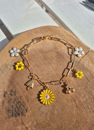 #bracelet #fleurs #acier inoxydable #femme #charmes #doré #marron #automne#vinted, marque: Fait Main, état: Neuf avec étiquette, 8,00 €, 9,10 € Protection acheteurs incluse