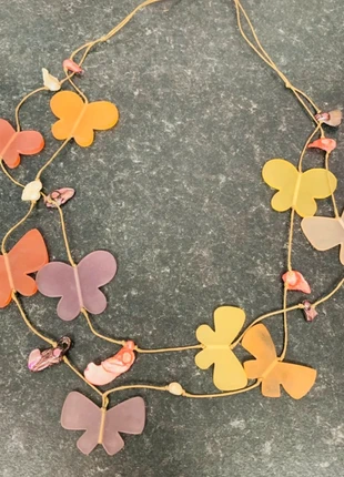 Acrylic butterfly and abalone bead double strand necklace. Extendable. BNWOT., condition: New without tags, £1.80, £2.59 includes Buyer Protection