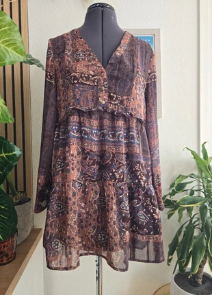 Robe imprimé bohème Semi-transparente - Zara - Taille XS - 34, marque: Zara, état: Très bon état, taille: XS / 34 / 6, 12,00 €, 13,30 € Protection acheteurs incluse