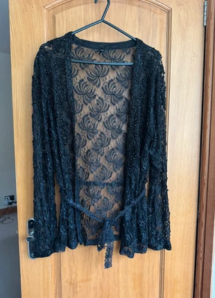 Elegant Black Beaded Lace Cardigan, brand: River Island, condition: Good, size: L / UK 16-18, £4.50, £5.43 includes Buyer Protection